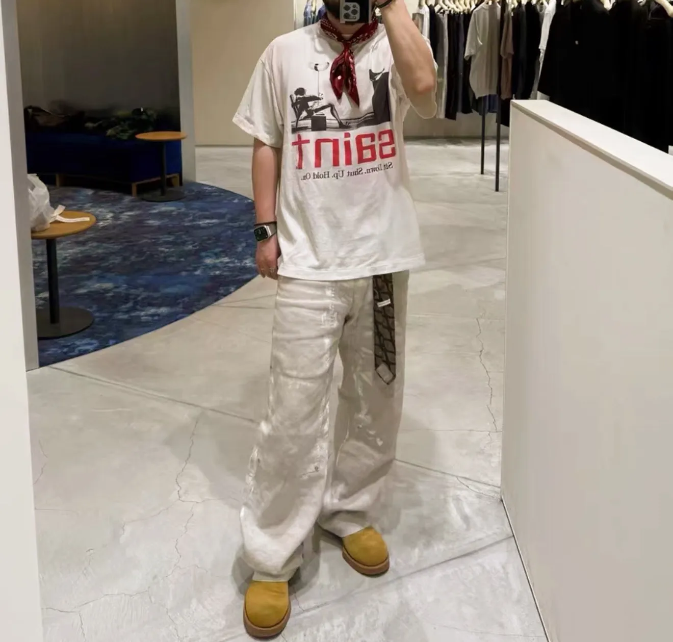 ❥8042#P116 Saint Mxxxxxx new "Sketch Figure" is made of pure cotton fabric 280g Process: Direct Inkjet Printing Size: (S-M-L-XL) Color: Beige